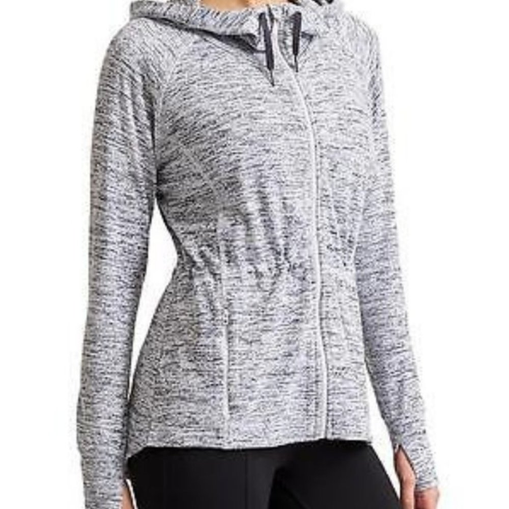 Athleta Gray Heather Zip Up Sweater
